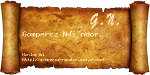 Gompercz Nándor névjegykártya